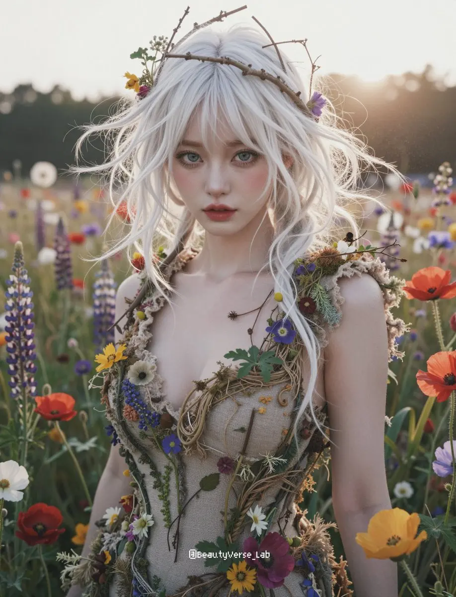 梦幻野花花田里的空灵精灵