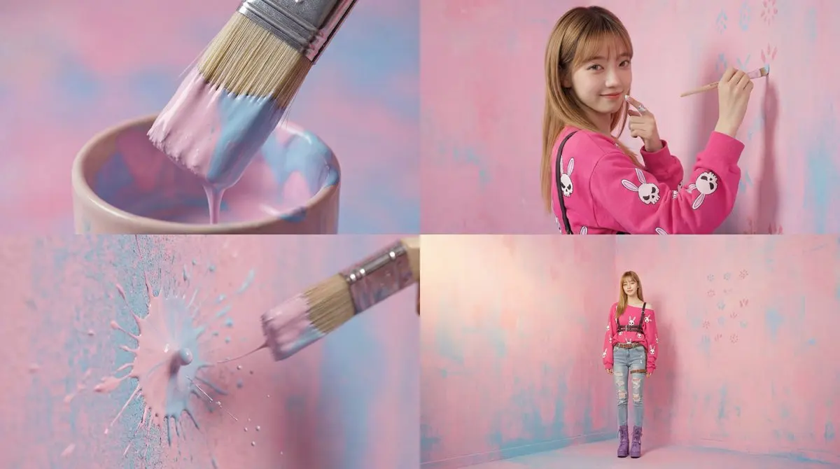 治愈系少女粉刷墙面的电影短片