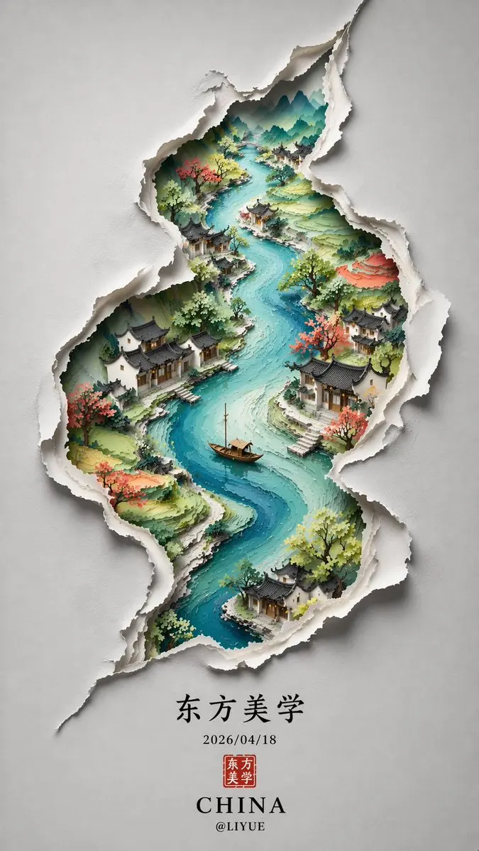 Chinese Minimalist S-Shaped Poster