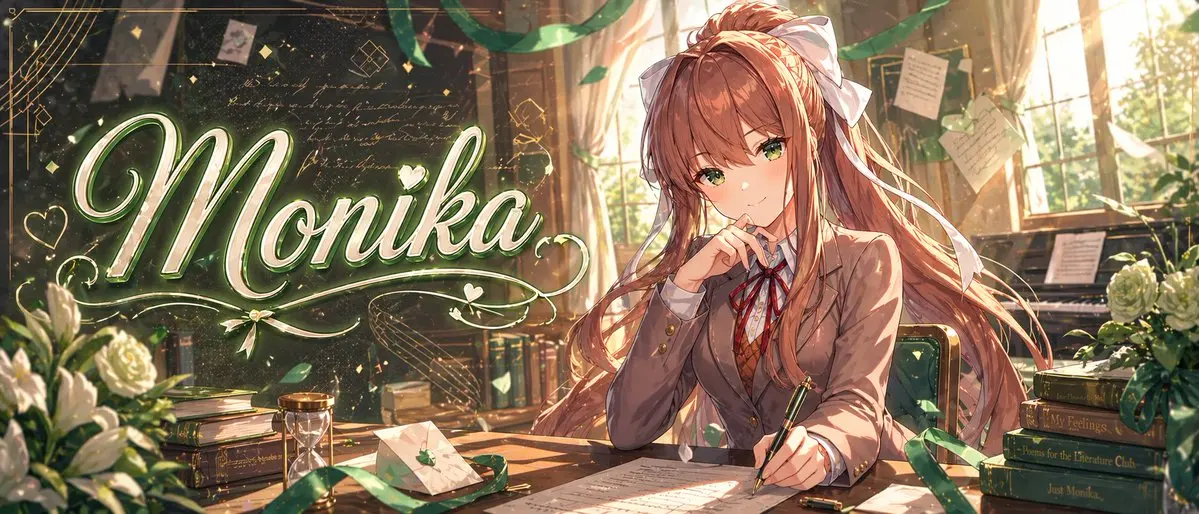 Monika Anime Banner Illustration