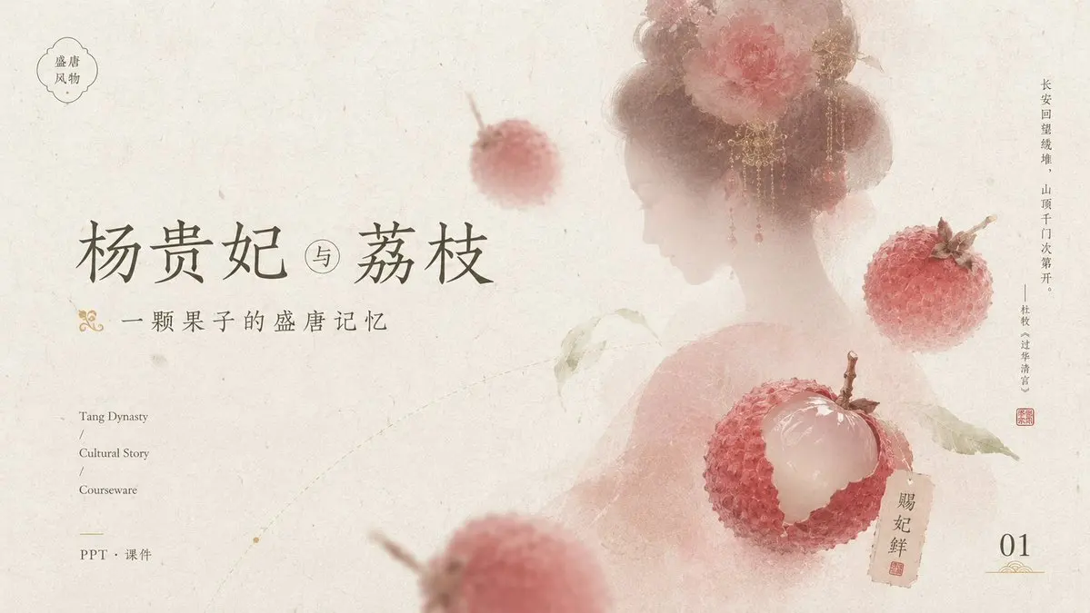 信息图 / 教育视觉图 - 唐风荔枝课件封面