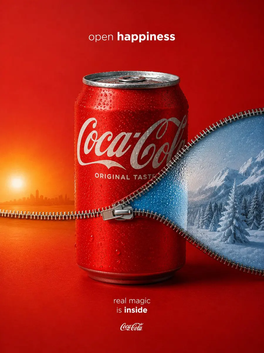 电商主图 - 超现实 Coca-Cola 拉链广告
