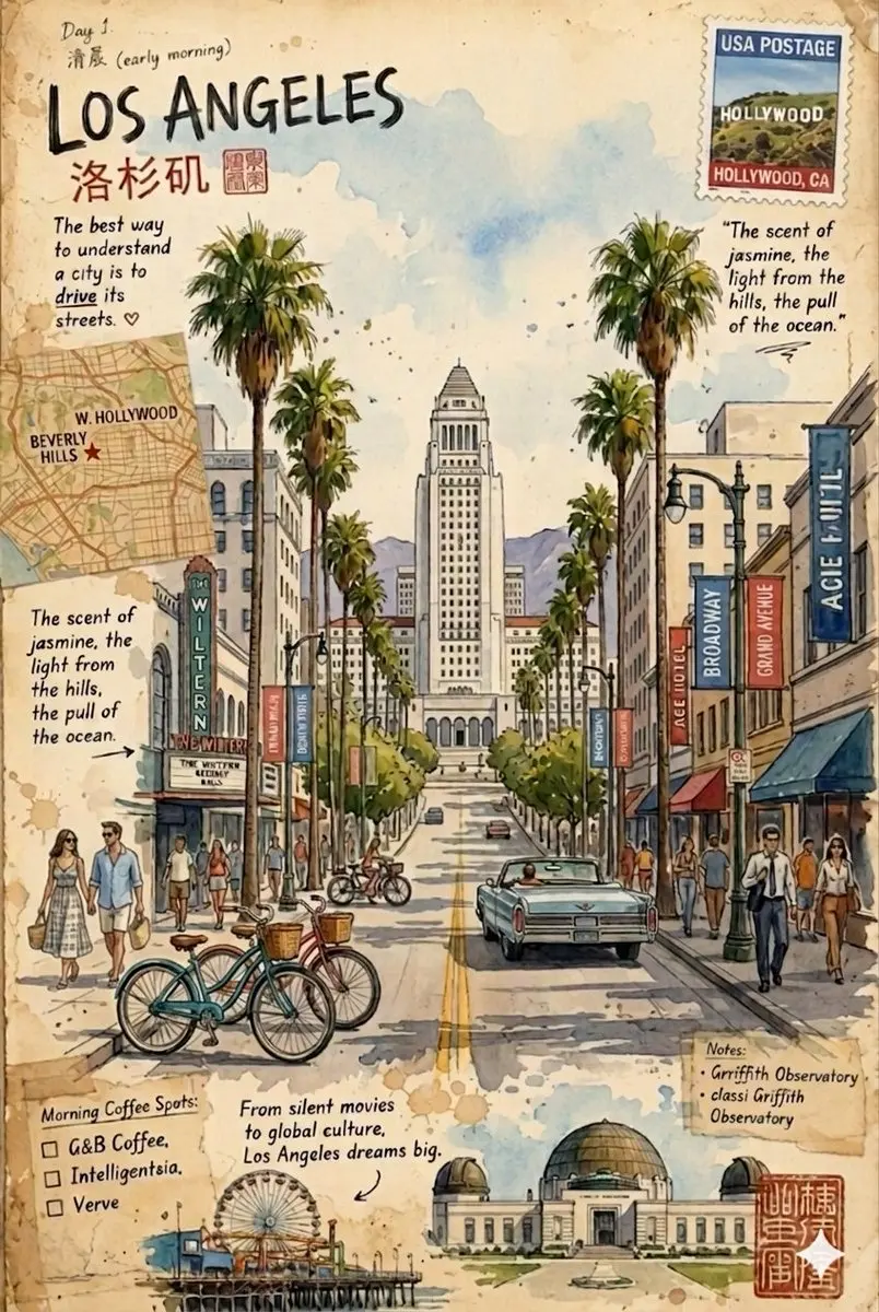 信息图 / 教育视觉图 - 复古旅行手账水彩画