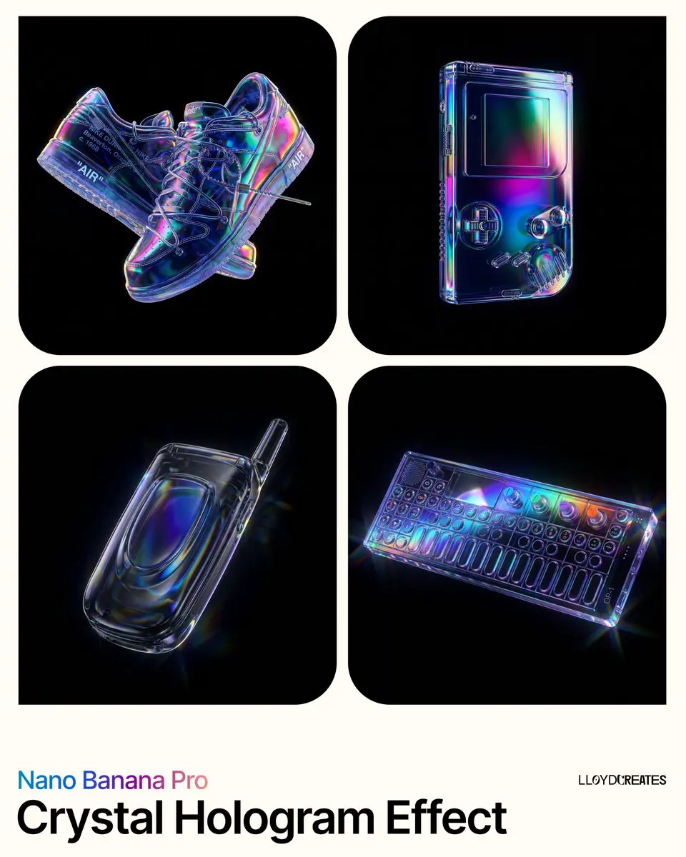 黑曜石玻璃悬浮全息幻彩产品摄影