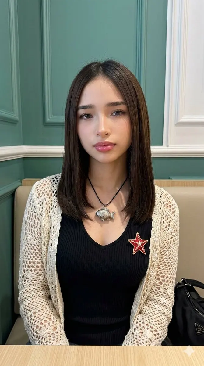原相机高级感蕾丝开衫少女