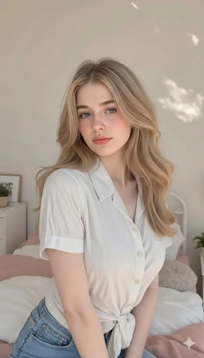阳光洒落的白衬衫少女