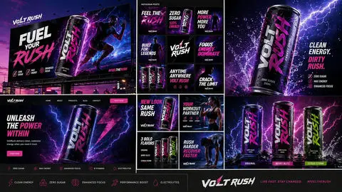 VoltRush能量饮料全套营销视觉